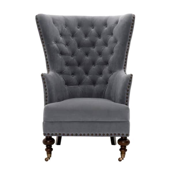 Home Decorators Collection Remmy Velvet Slate Upholstered Arm Chair