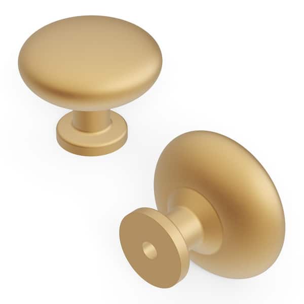 HICKORY HARDWARE Heritage Designs 1-1/8 in. Dia Brushed Brass Cabinet Knob (Pack of 10)
