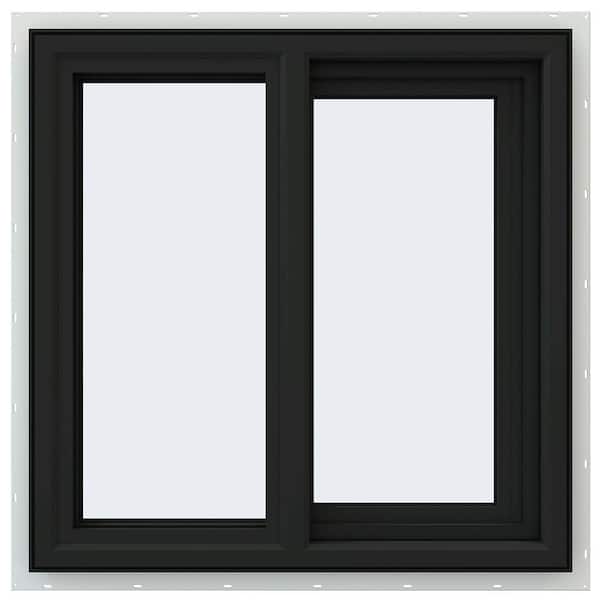 JELD-WEN 24 in. x 24 in. V-4500 Series Bronze Exterior/White Interior FiniShield Vinyl Right-Handed Sliding Window w/Mesh Screen