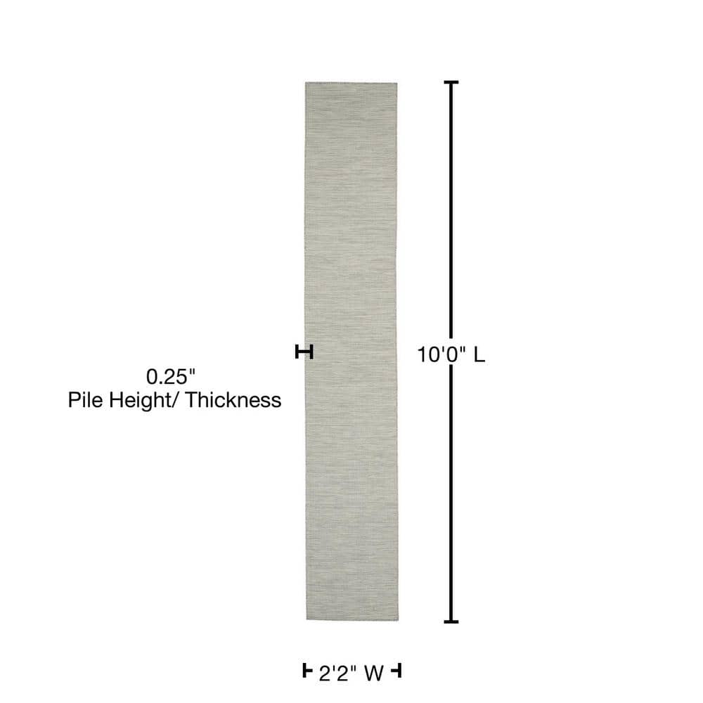 Light Grey Synthetic Flat Woven Runner Rug 2'2" x 10'