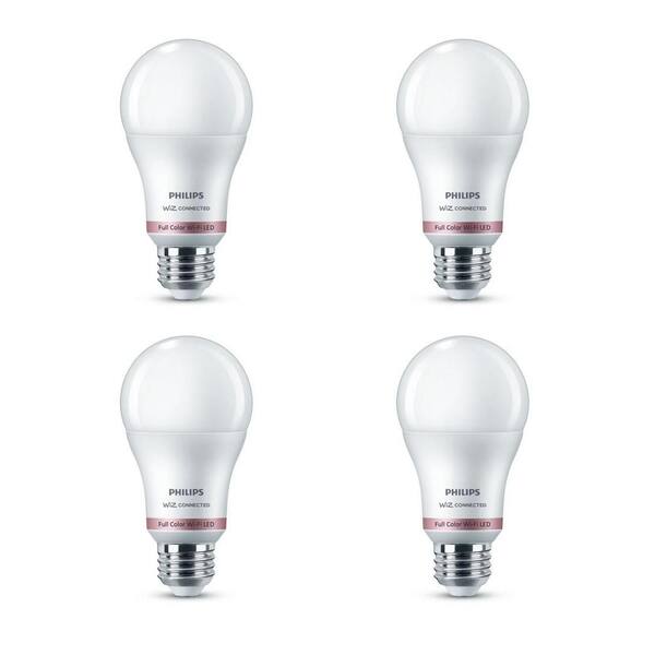 Philips Color and Tunable White A19 LED 60-Watt Equivalent Dimmable Smart Wi-Fi Wiz Connected Wireless Light Bulb (4-Pack)