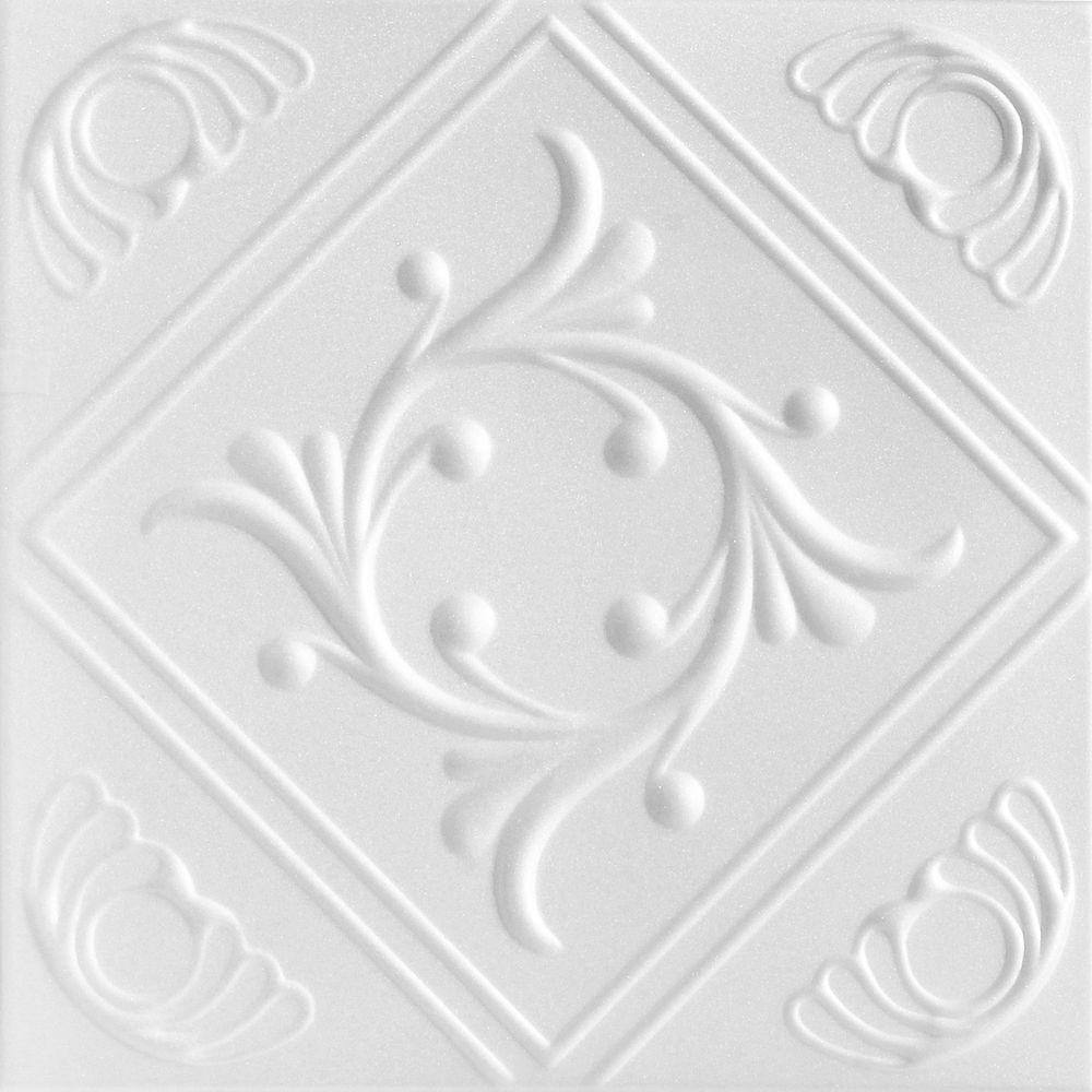 Diamond Wreath 1.6 ft. x 1.6 ft. Glue Up Foam Ceiling Tile in Plain White (
