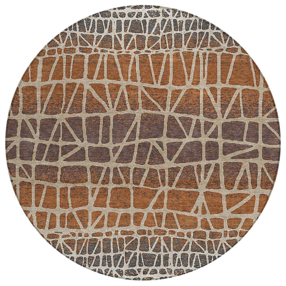 Chantille Machine Washable Indoor/Outdoor Abstract ACN2404 Copper 8 ft. x 8 ft. Round Rug price history on PriceWatchPro