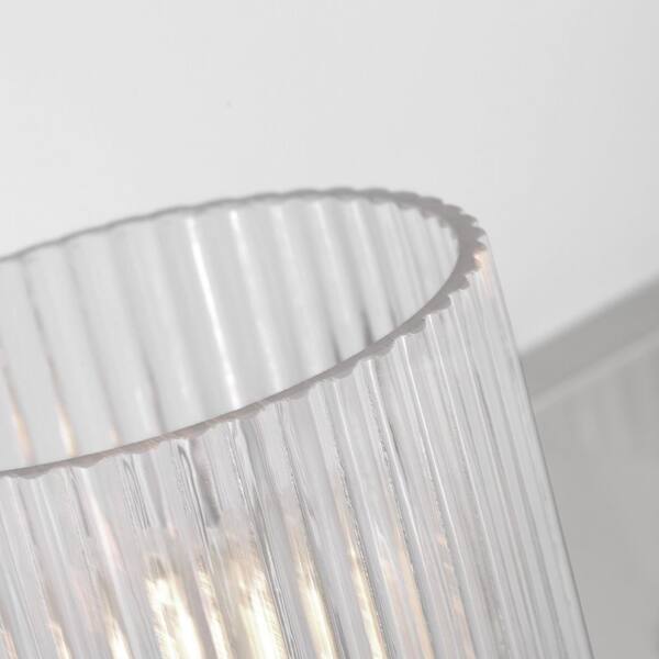 Generation Lighting - Lando 14.25 in. W x 7.75 in. H 2-Light Brushed Steel Bathroom Vanity Light with Clear Fluted Glass Shades