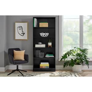 CLICKREADY Black Wood 5-Shelf Basic Bookcase with Adjustable Shelves (71 in. H)