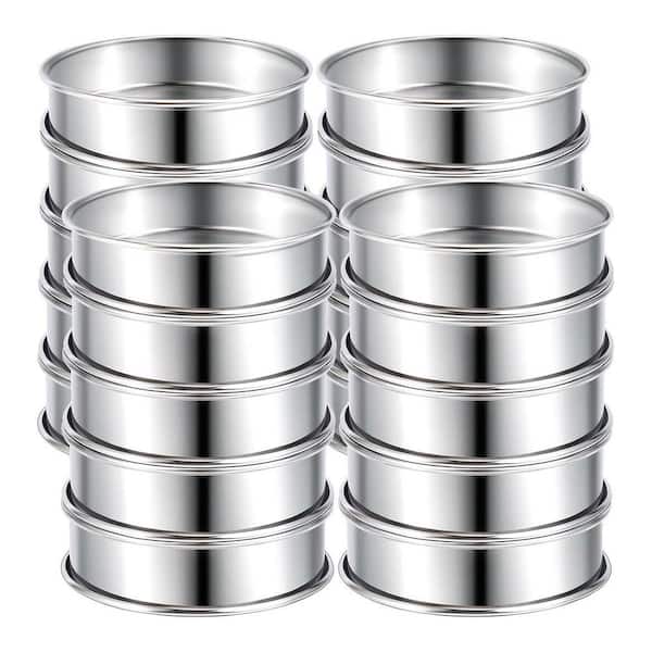20-Pack Stainless Steel Double Rolled Muffin Tart Rings Silver Finish for Baking Crumpets Cookies Kitchen Use