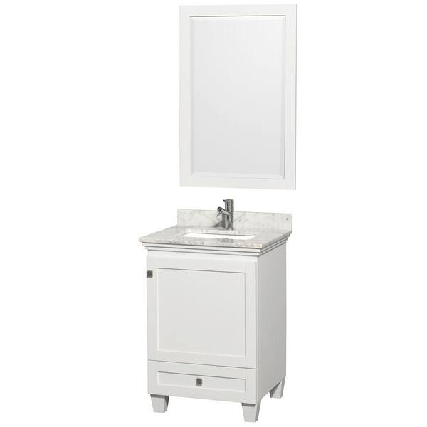 Wyndham Collection Acclaim 24 in. Vanity in White with Stone Vanity Top in Carrara White and Porcelain Under Mounted Sink-DISCONTINUED