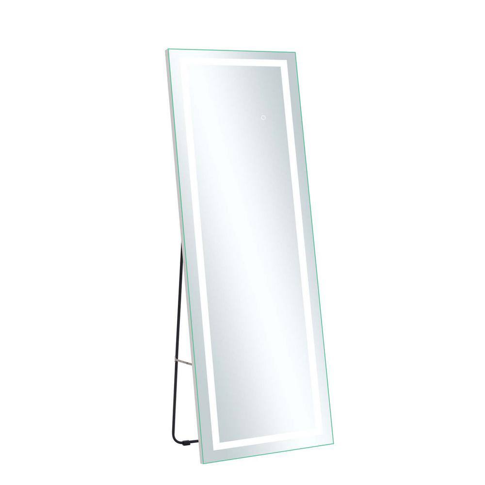 Silver 16 in. W x 64 in. H Rectangle Frameless Full Length Mirror Floor Mir
