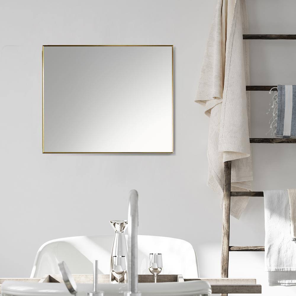 Elegant Rectangular 36" Brushed Gold Aluminum Vanity Mirror