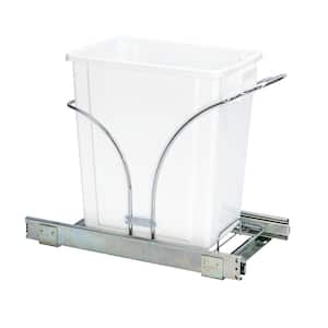 15 in. Single Sliding Trash Can in Chrome with 5 Gal. White Bin