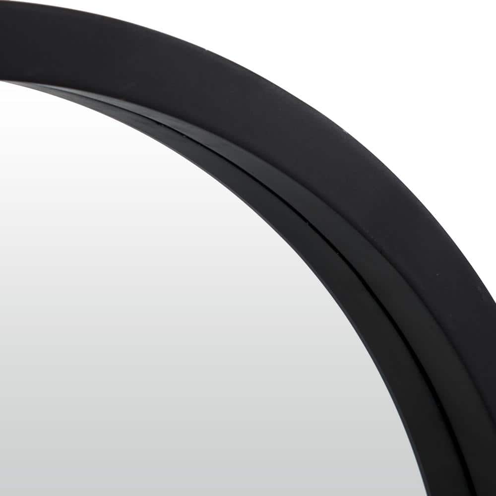 Elegant 32" Round Black Wood Framed Wall Mirror