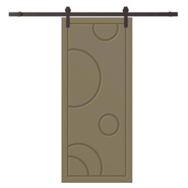 CALHOME 24 in. x 80 in. Olive Green Painted Composite MDF Paneled Interior Sliding Barn Door with Hardware Kit