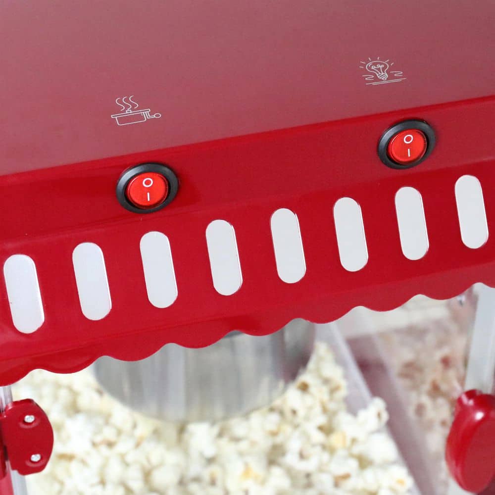 Vintage Red Stainless Steel Popcorn Machine with Cart