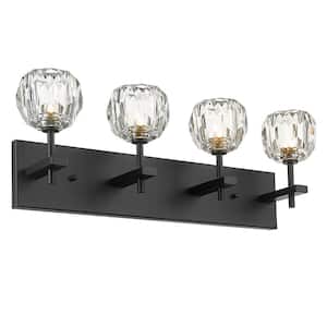 24 in. 4-Light Black Vanity-Light with No Additional Features