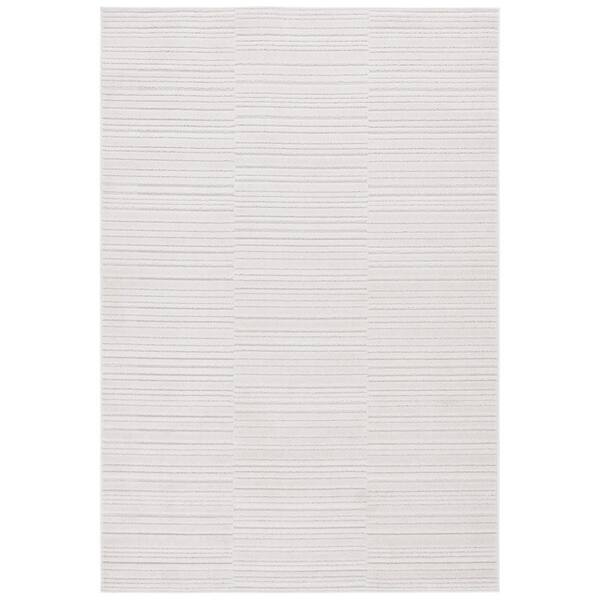 SAFAVIEH Stella Ivory 4 ft. x 6 ft. High-Low Solid Striped Indoor/Outdoor Area Rug