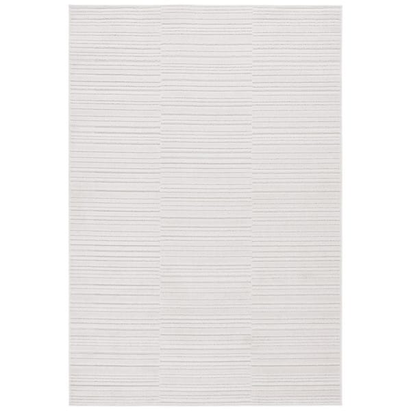 Stella Ivory 9 ft. x 10 ft. High-Low Solid Striped Indoor/Outdoor Area Rug