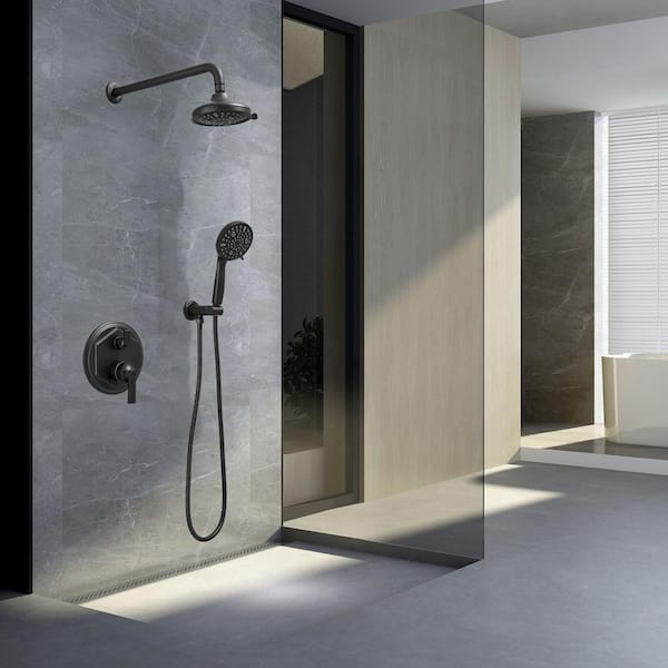 Single Handle 9-Spray Round Shower Faucet 2.5 Gpm with Adjustable Stream in Matte Black (Valve Included)