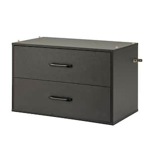 2-Drawer Black Chest of Drawers 12 in. D x 24 in. W x 16 in. H