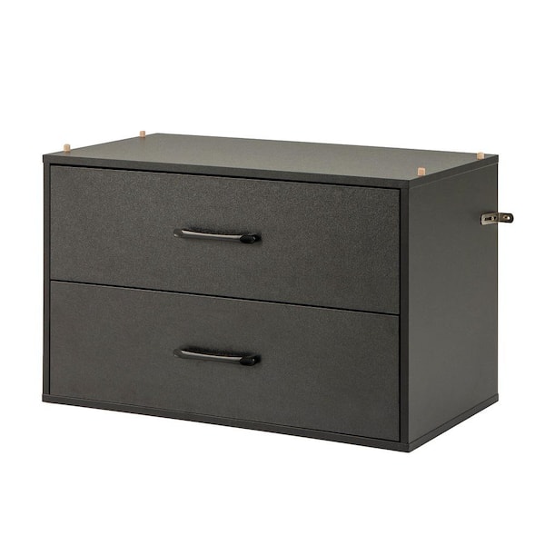 Costway 2-Drawer Black Chest of Drawers 12 in. D x 24 in. W x 16 in. H