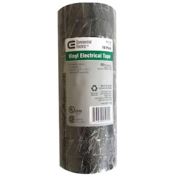 0.75 in. x 60 ft. 7 mil Vinyl Electrical Tape-Black (10-Pack)