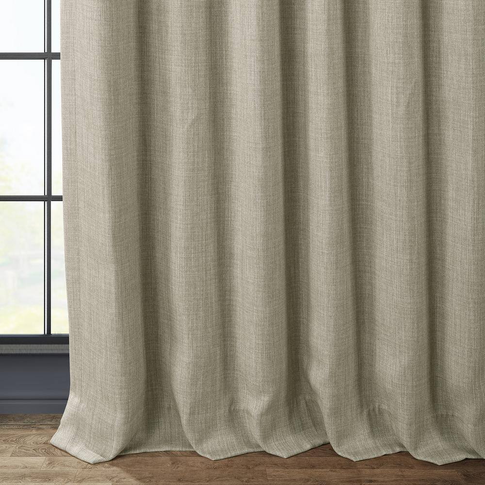 Oatmeal Faux Linen Room Darkening Drape Panel, 50W X 96L