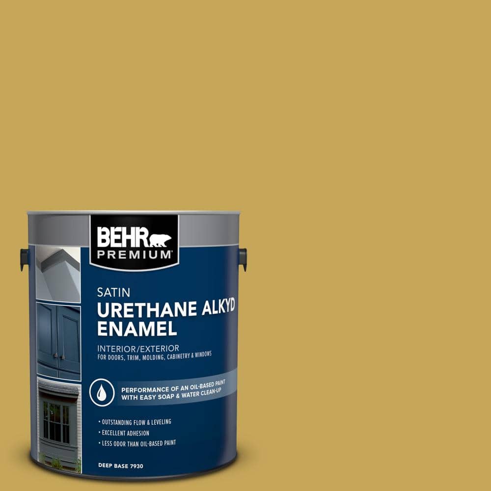 BEHR PREMIUM 1 gal. PPU618 Lemongrass Urethane Alkyd Satin Enamel