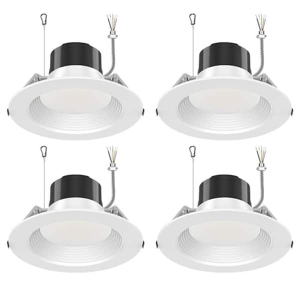 10in. 120-277V Adjustable Lumen and CCT 40-Watt Integrated LED Commercial Downlight Wet Location 0-10V Dimmable 4-Pack