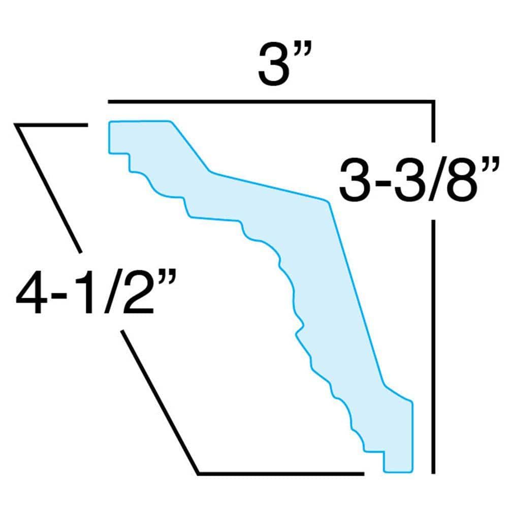 6-Inch White Primed Polyurethane Crown Moulding Sample