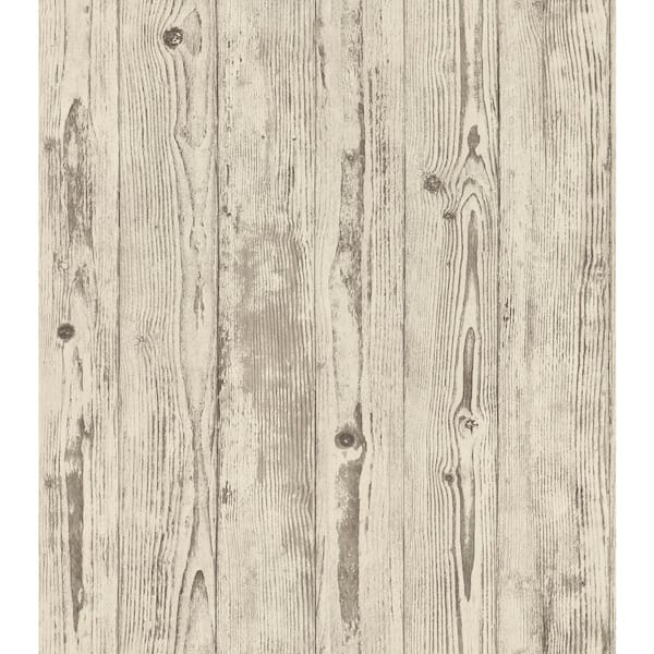 Advantage 57.8 sq. ft. Albright Ivory Weathered Oak Panels Strippable Wallpaper Covers