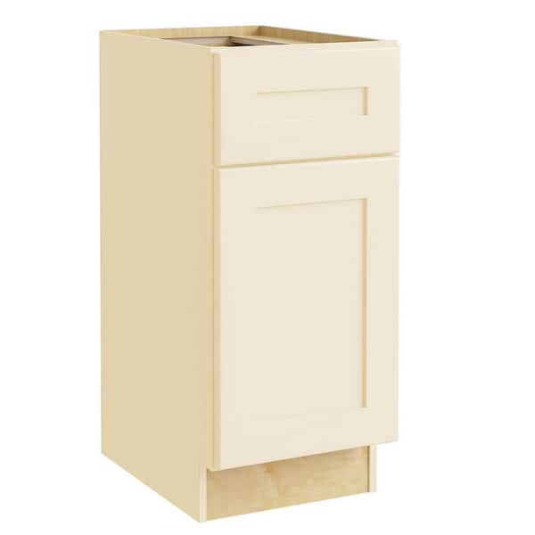 Home Decorators Collection Newport Cream Painted Plywood Shaker Assembled Base Kitchen Cabinet Soft Close Left 12 in W x 24 in D x 34.5 in H
