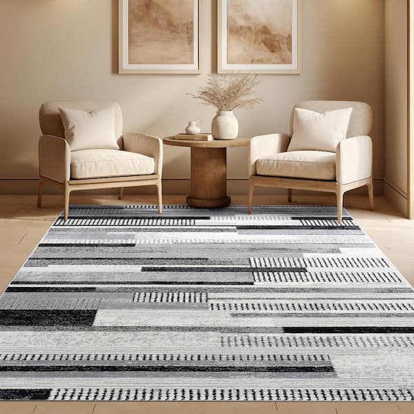 Alpha Gray 8 ft. x 10 ft. Abstract Indoor Area Rug