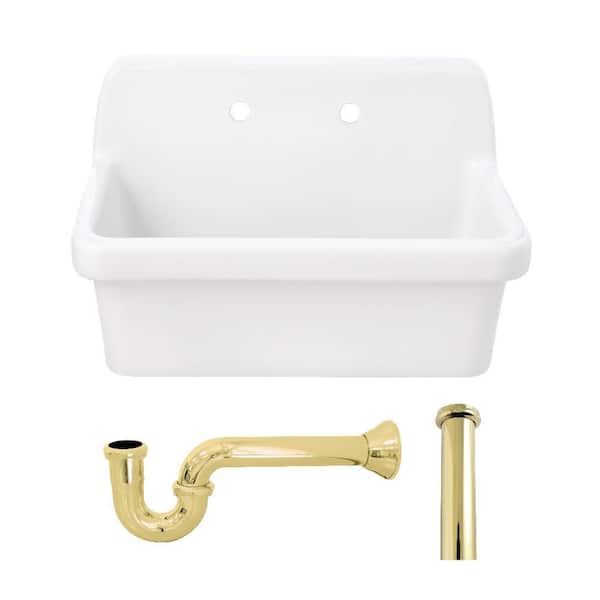 Doriteal 30.1 in. Wall Mount Single Ceramic Kitchen Sink with Accessories