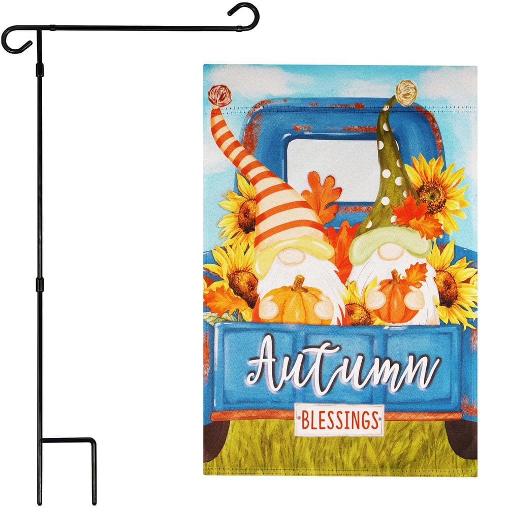 1 ft. x 1.5 ft. Polyester Autumn Blessings Gnome with Pumpkins 2-Sided Garden Flag Blockout with 36 in. Black Iron Stand price history on PriceWatchPro