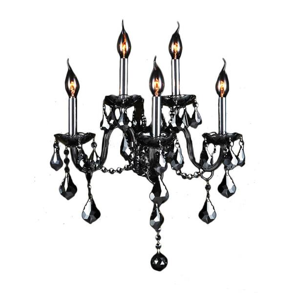 Worldwide Lighting Provence Collection 5-Light Chrome and Smoke Crystal Sconce