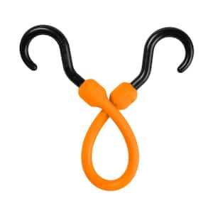12 in. Polyurethane Bungee Cord with Molded Nylon Hooks in Orange