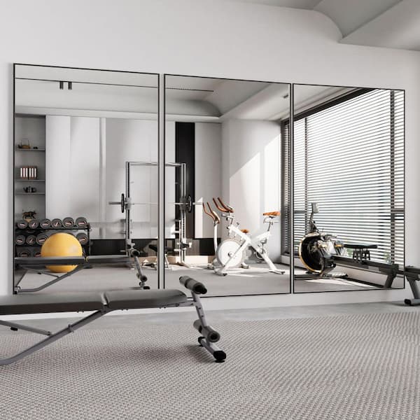 32 in. W x 71 in. H Modern Rectangular Frame Aluminum Alloy Black Oversized Standing Mirror Floor Mirror