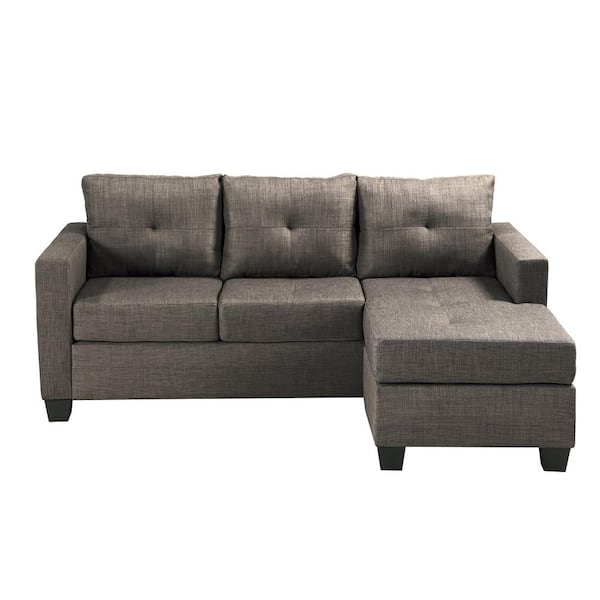EVERGLADE HOME Charley 78 in. W Polyester Upholstery Reversible Sofa Chaise in Brown