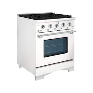 CLASSICO 30 in. 4 Burner Freestanding Single Oven Gas Range with Gas Stove and Gas Oven in White