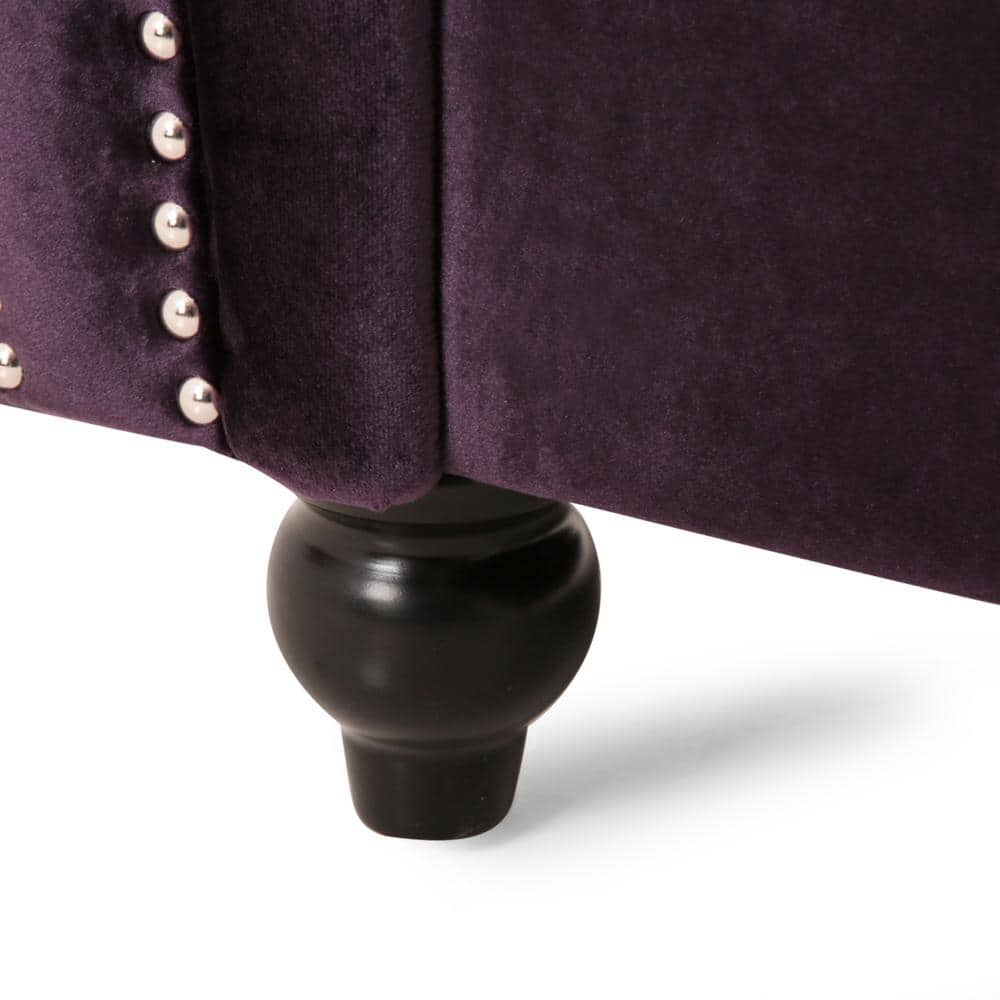 Blackberry Velvet Handcrafted Slope Arm Club Chair