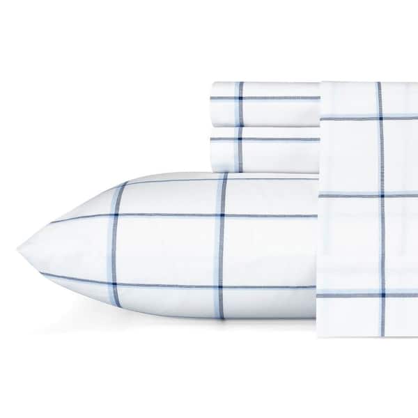 Nautica Plot 4-Piece Blue Geometric Cotton Queen Sheet Set