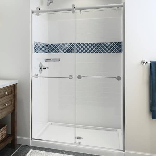 Delta UPstile 34 in. x 48 in. x 74 in. 3-Piece Direct-To-Stud Alcove Shower Surround with Customizable Design in White