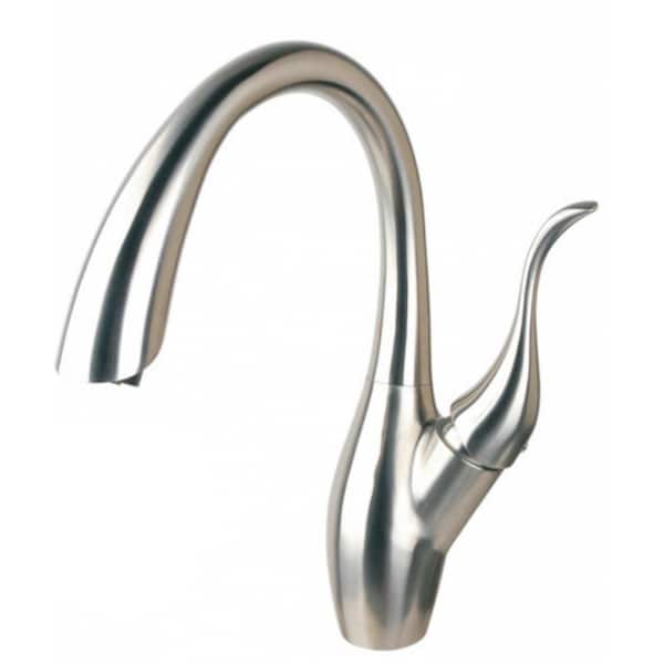 Unbranded Single Handle Deck Mounted Standard Kitchen Faucet with Deckplate Included in Stainless Steel