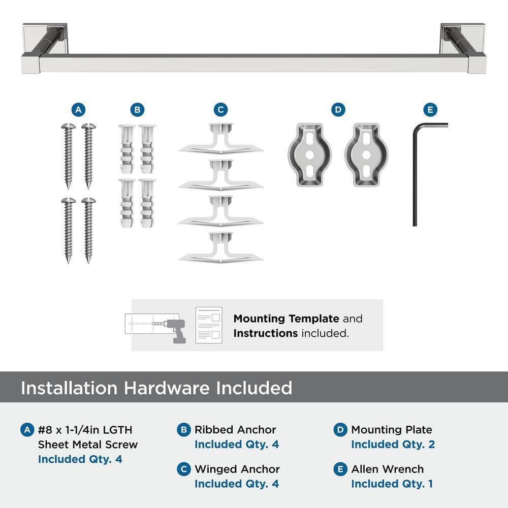 Chrome 18-Inch Wall Mounted Towel Bar