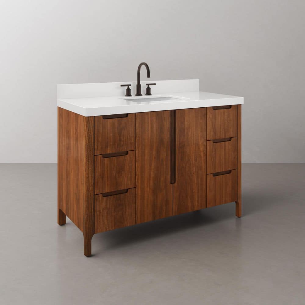 Sequoia 48" Noir Juglans Single Sink Vanity with Quartz Top