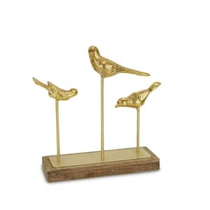 12 in. Gold Metal Bird Hand Painted Specialty Sculpture