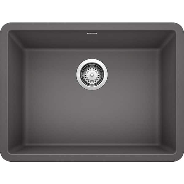 Blanco PRECIS Undermount Granite Composite 24 in. Single Bowl Kitchen Sink in Cinder