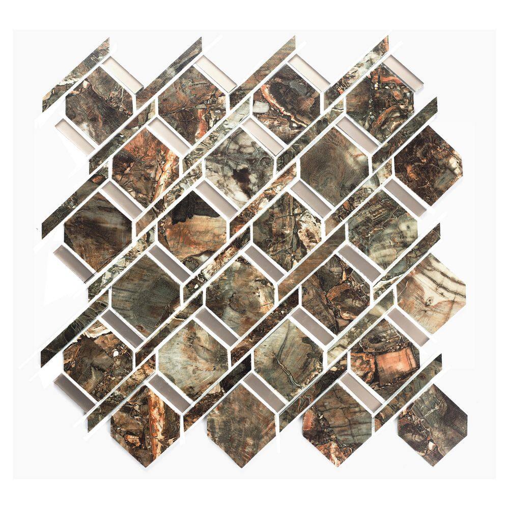 Art Deco Designs Agate Stone Diamond Ring Mosaic 3 in. x 3 in Glass Decorative Wall Tile Sample price history on PriceWatchPro