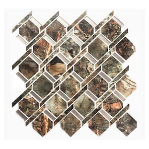 Art Deco Designs Agate Stone Diamond Ring Mosaic 3 in. x 3 in Glass Decorative Wall Tile Sample