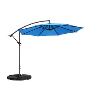 10 ft. Aluminum Cantilever Outdoor Patio Umbrella with Easy Crank Lift in Blue