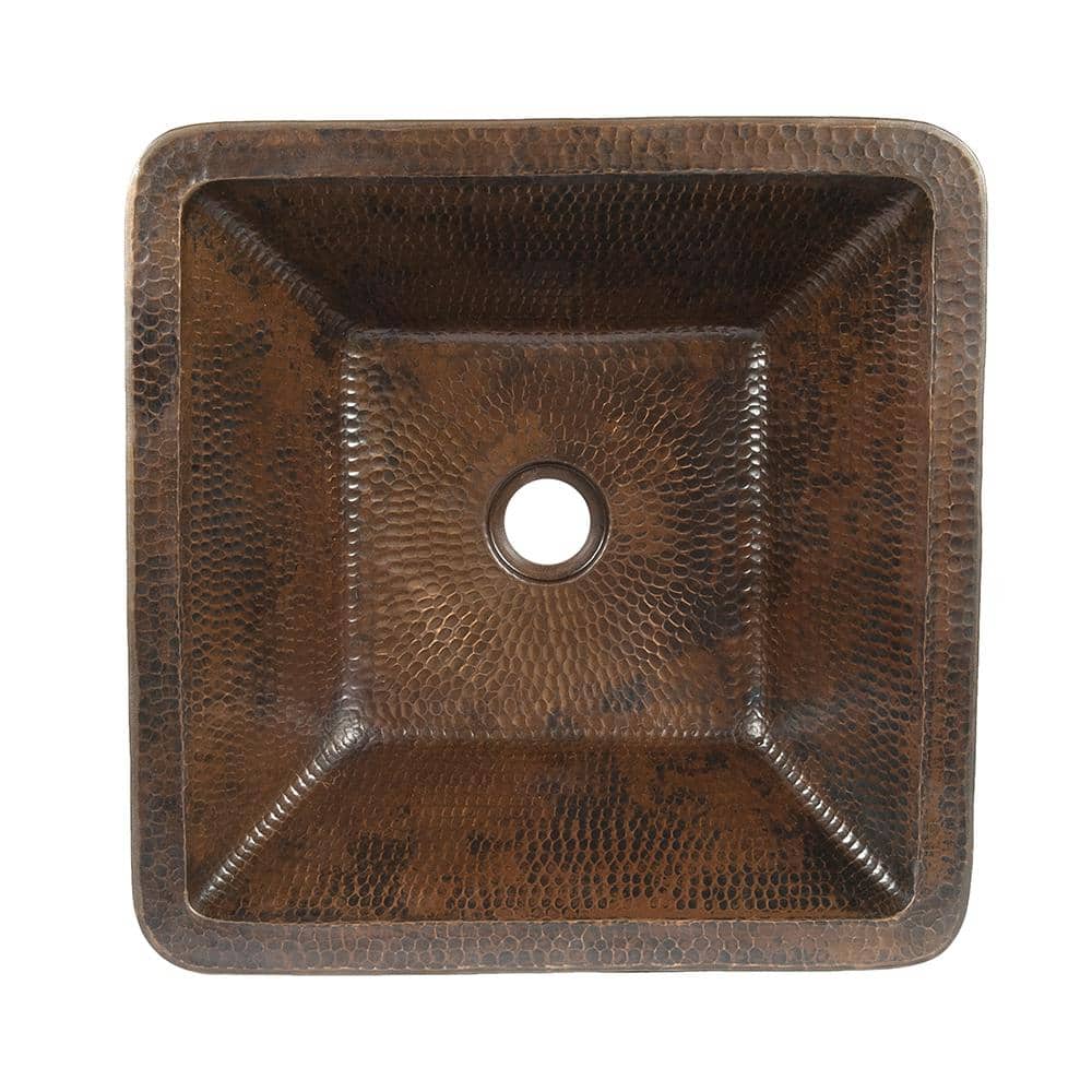 18" Square Hammered Copper Vessel Sink
